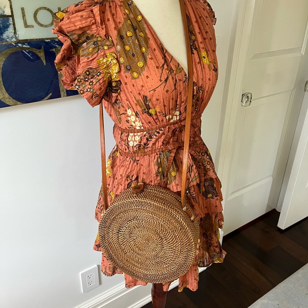 Free People Circle straw crossbody bag